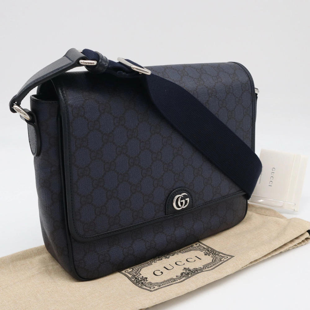 Gucci GG Supreme Ophidia shoulder bag Navy Blue Black Canvas Leather
